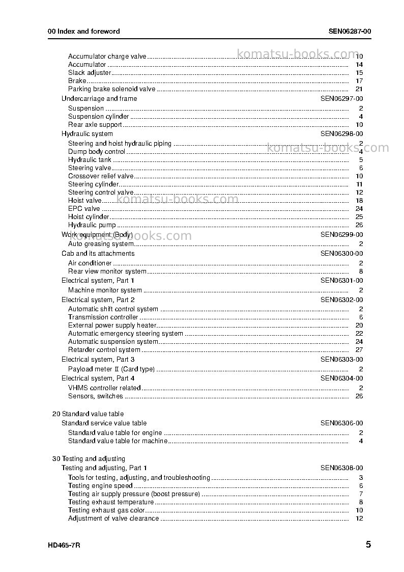 Komatsu hd465-7jpn-w/o egr, -40c degree Repair & maintenance cover Page 7