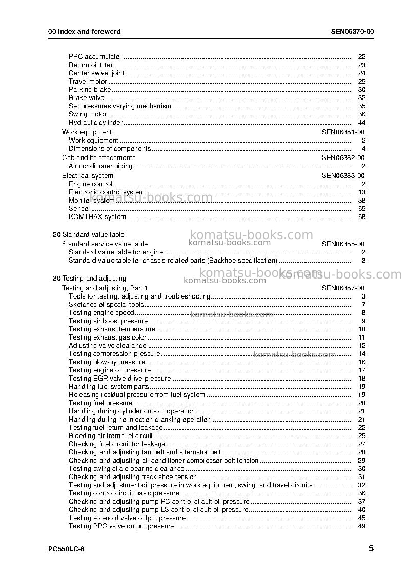 Komatsu pc550lc-8jpn-for turkey Repair & maintenance cover Page 7 Komatsu pc550lc-8jpn-for turkey Repair & maintenance cover Page 7