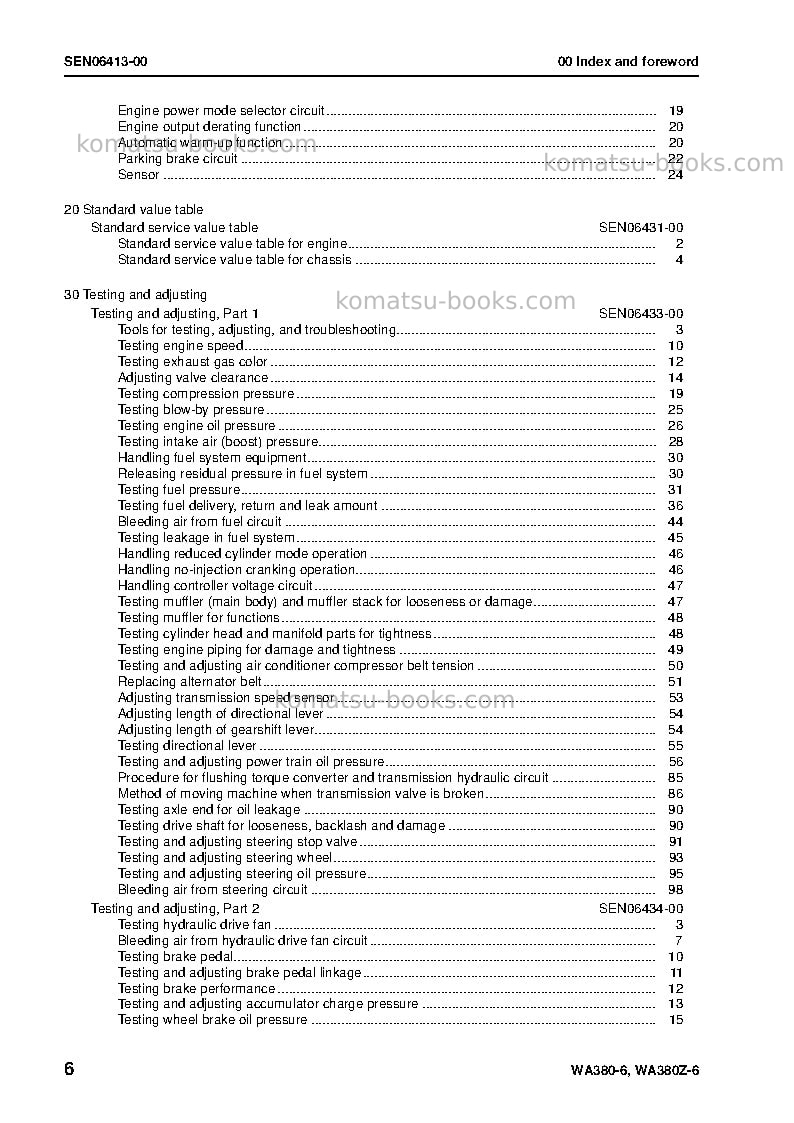 Komatsu wa380-6jpn-central/south american spec Repair & maintenance cover Page 7