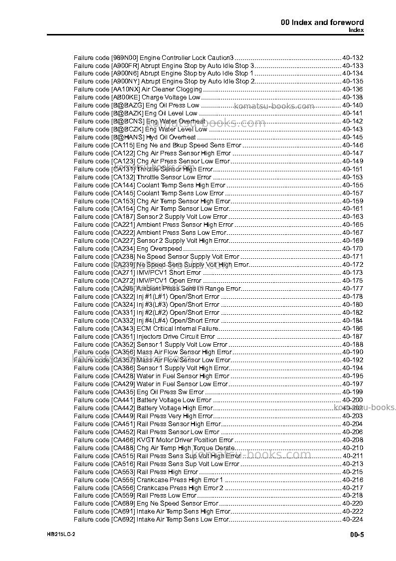 Komatsu hb215lc-2jpn Repair & maintenance cover Page 7 Komatsu hb215lc-2jpn Repair & maintenance cover Page 7
