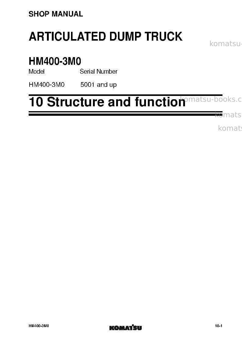 Komatsu hm400-3jpn-m0, for kal Repair & maintenance cover Page 7