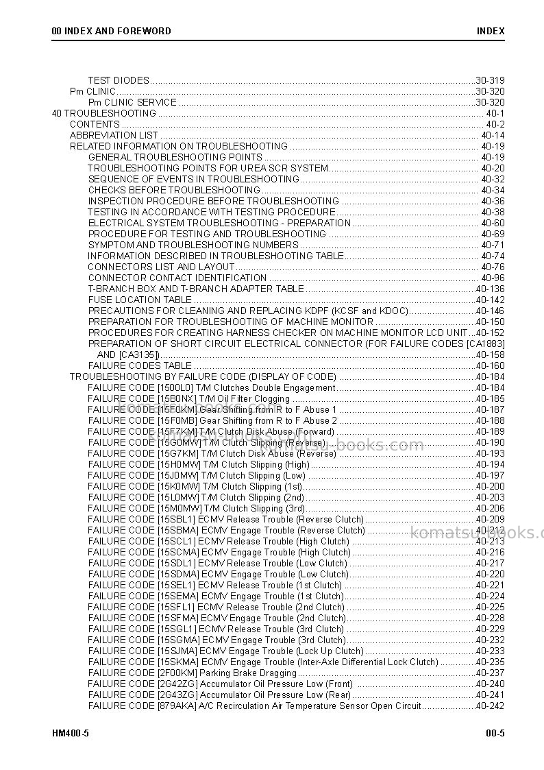 Komatsu hm400-5jpn Repair & maintenance cover Page 7 Komatsu hm400-5jpn Repair & maintenance cover Page 7
