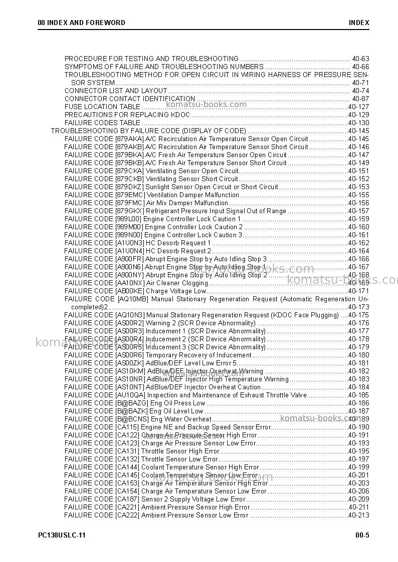 Komatsu pc138uslc-11jpn Repair & maintenance cover Page 7