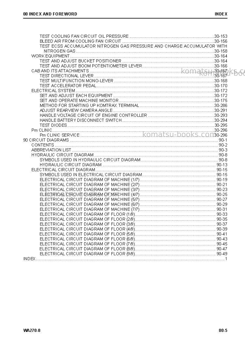 Komatsu wa270-8jpn Repair & maintenance cover Page 7 Komatsu wa270-8jpn Repair & maintenance cover Page 7