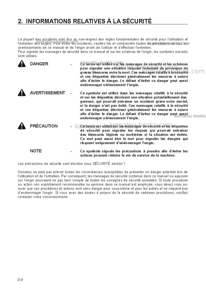 Komatsu pc100-6jpn Manuel d'utilisation couverture Page 7 Komatsu pc100-6jpn Manuel d'utilisation couverture Page 7