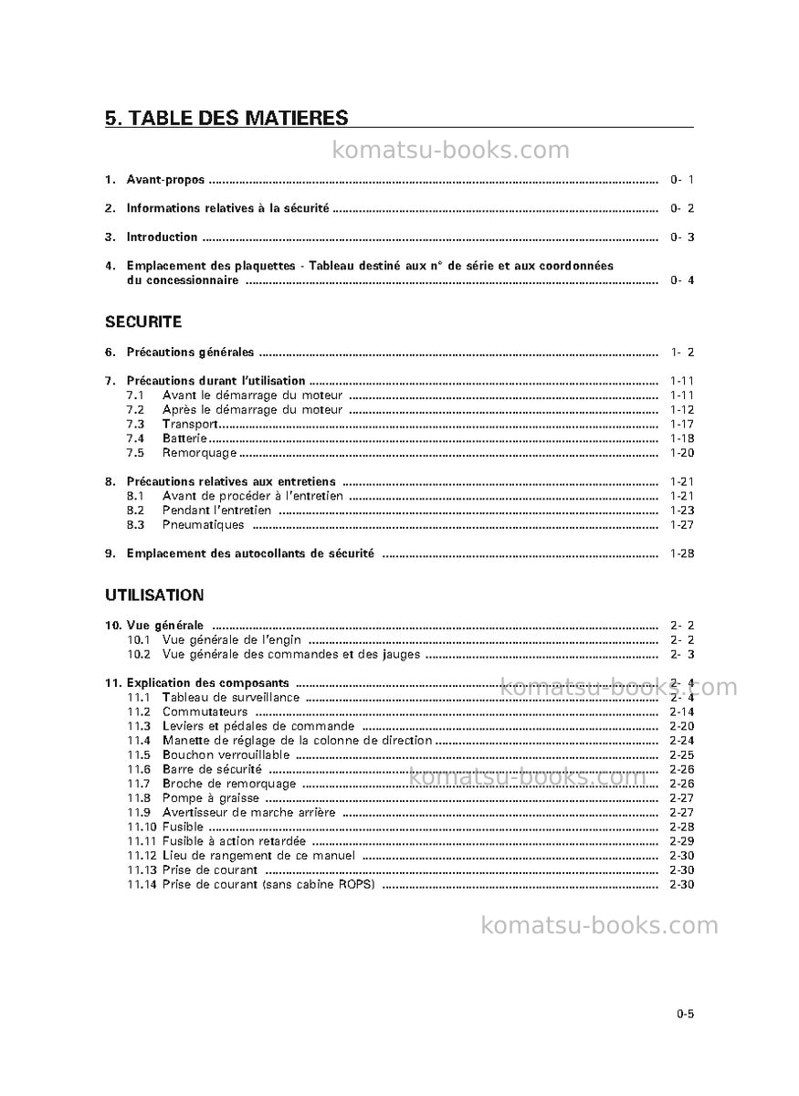 Komatsu wa320-3jpn Manuel d'utilisation couverture Page 7