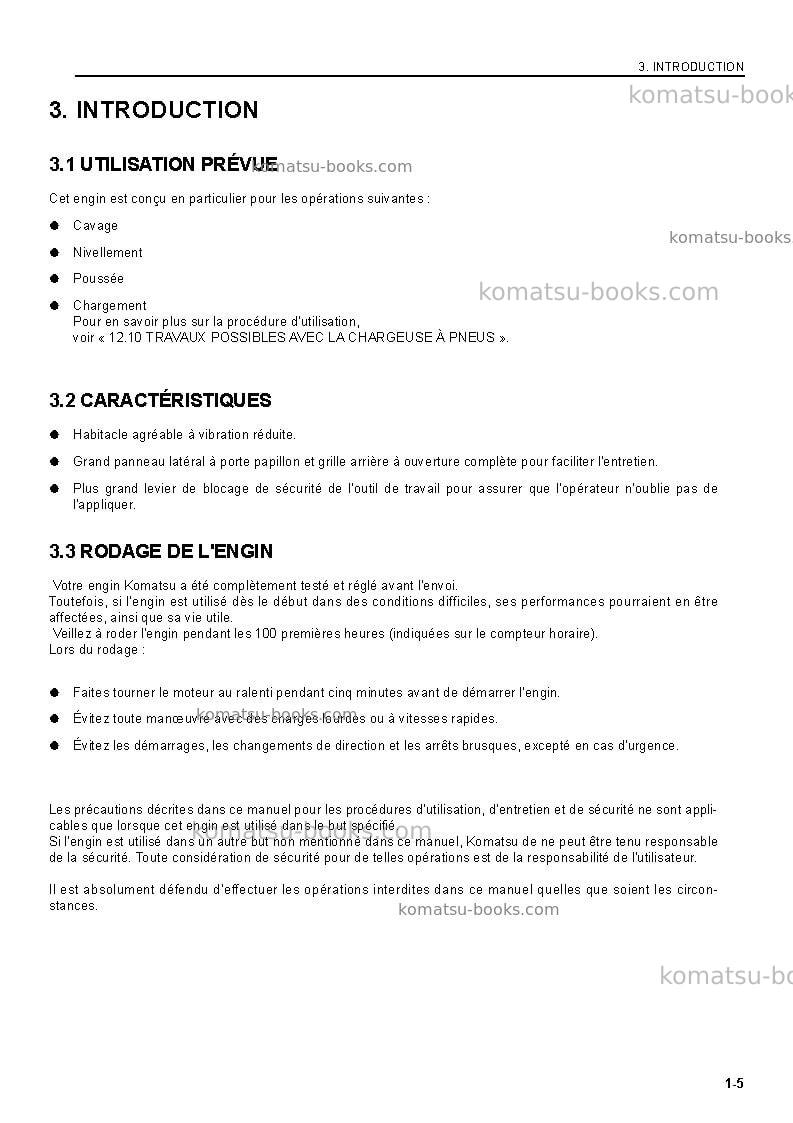 Komatsu wa120l-3jpn-mc Manuel d'utilisation couverture Page 7