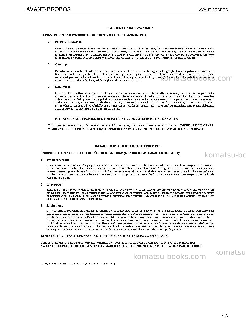 Komatsu d39ex-21jpn Manuel d'utilisation couverture Page 7 Komatsu d39ex-21jpn Manuel d'utilisation couverture Page 7