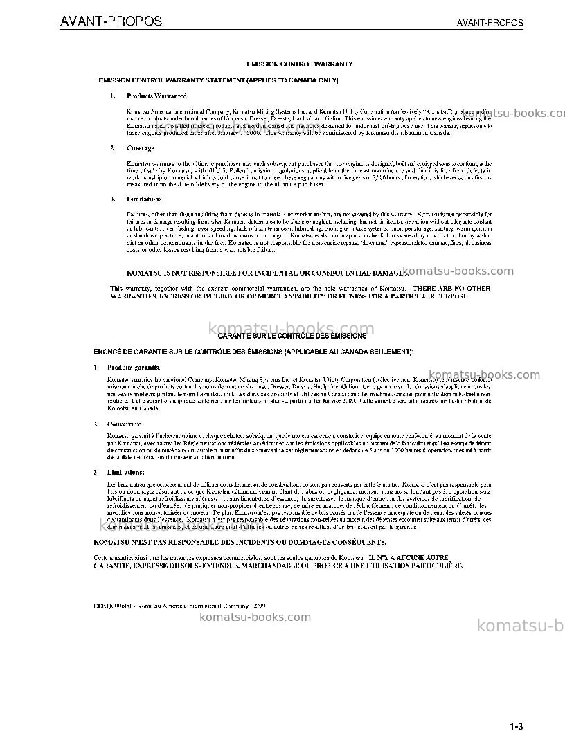Komatsu pc600-6jpn Manuel d'utilisation couverture Page 7 Komatsu pc600-6jpn Manuel d'utilisation couverture Page 7