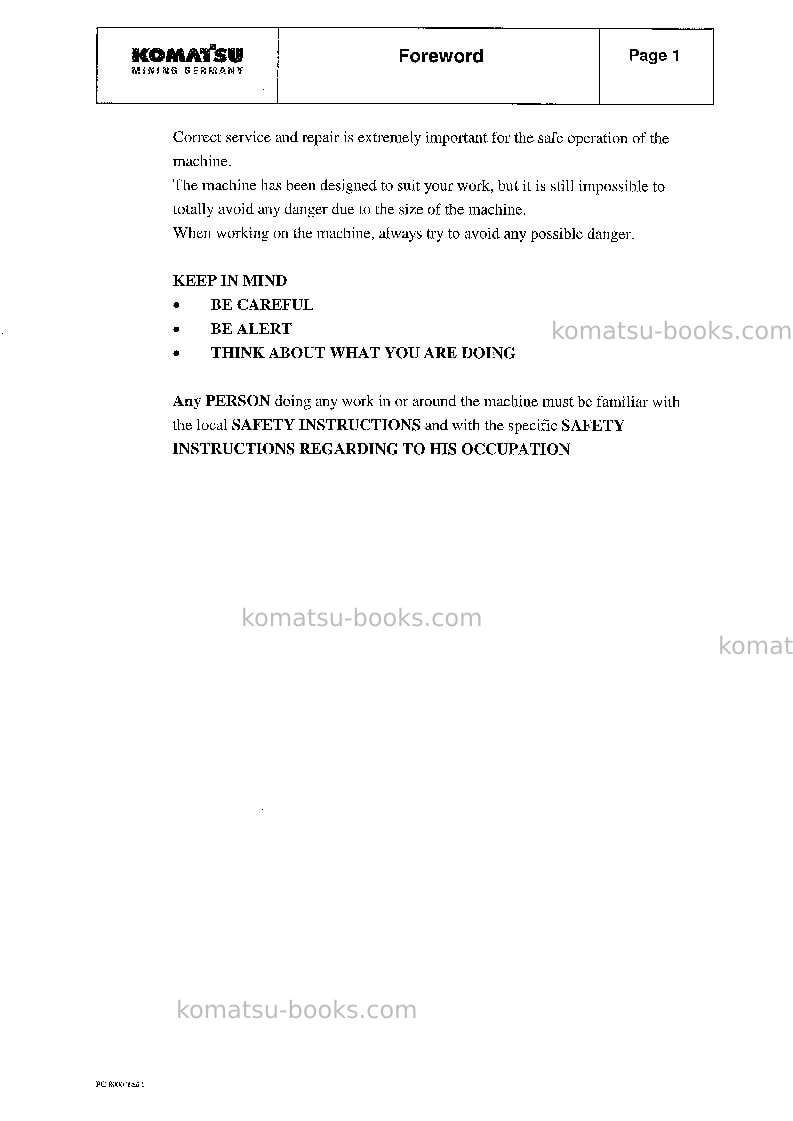 Komatsu pc8000-1deu-diesel Repair & maintenance cover Page 7