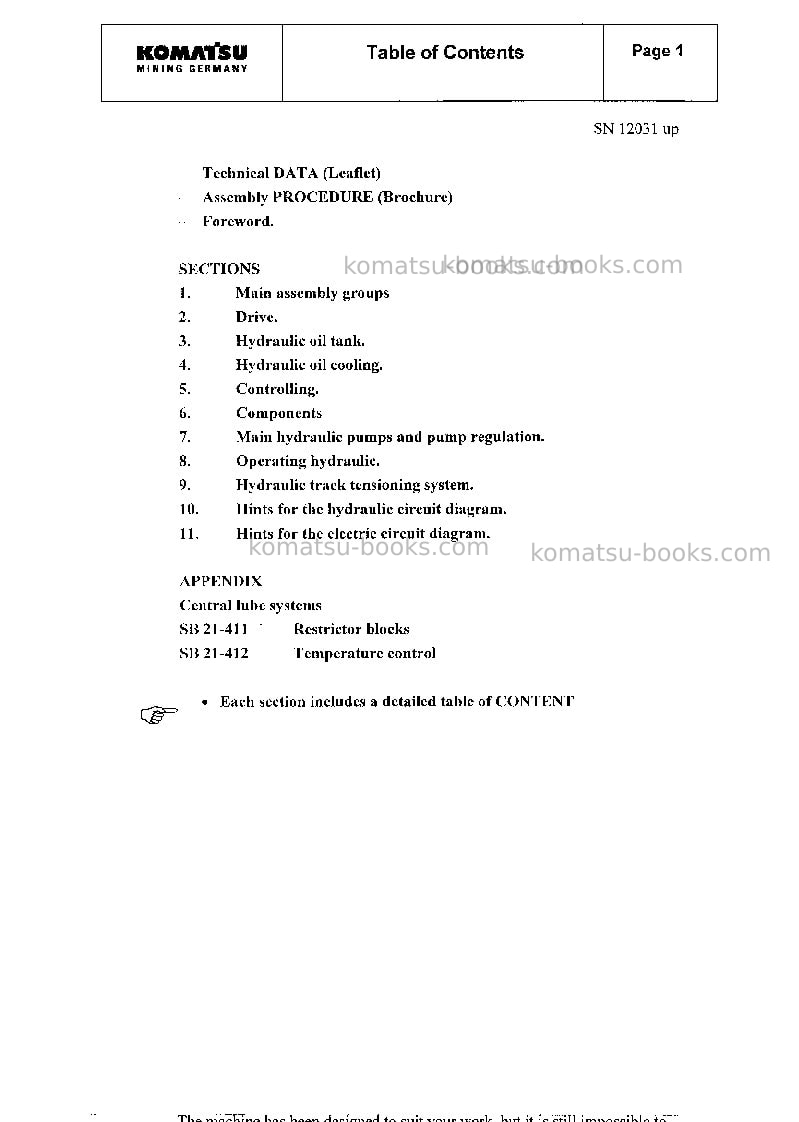 Komatsu pc8000-1deu-electric motor Repair & maintenance cover Page 7 Komatsu pc8000-1deu-electric motor Repair & maintenance cover Page 7