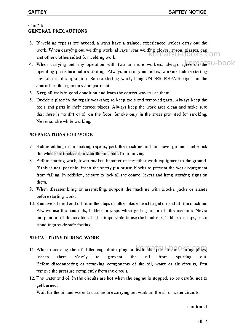 Komatsu pc4000-6deu Repair & maintenance cover Page 7 Komatsu pc4000-6deu Repair & maintenance cover Page 7