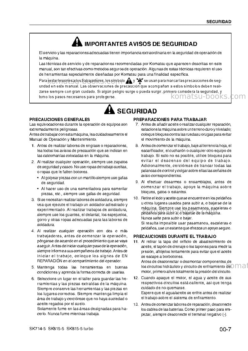 Komatsu sk714-5ita-/ Reparación y mantenimiento cover Page 7