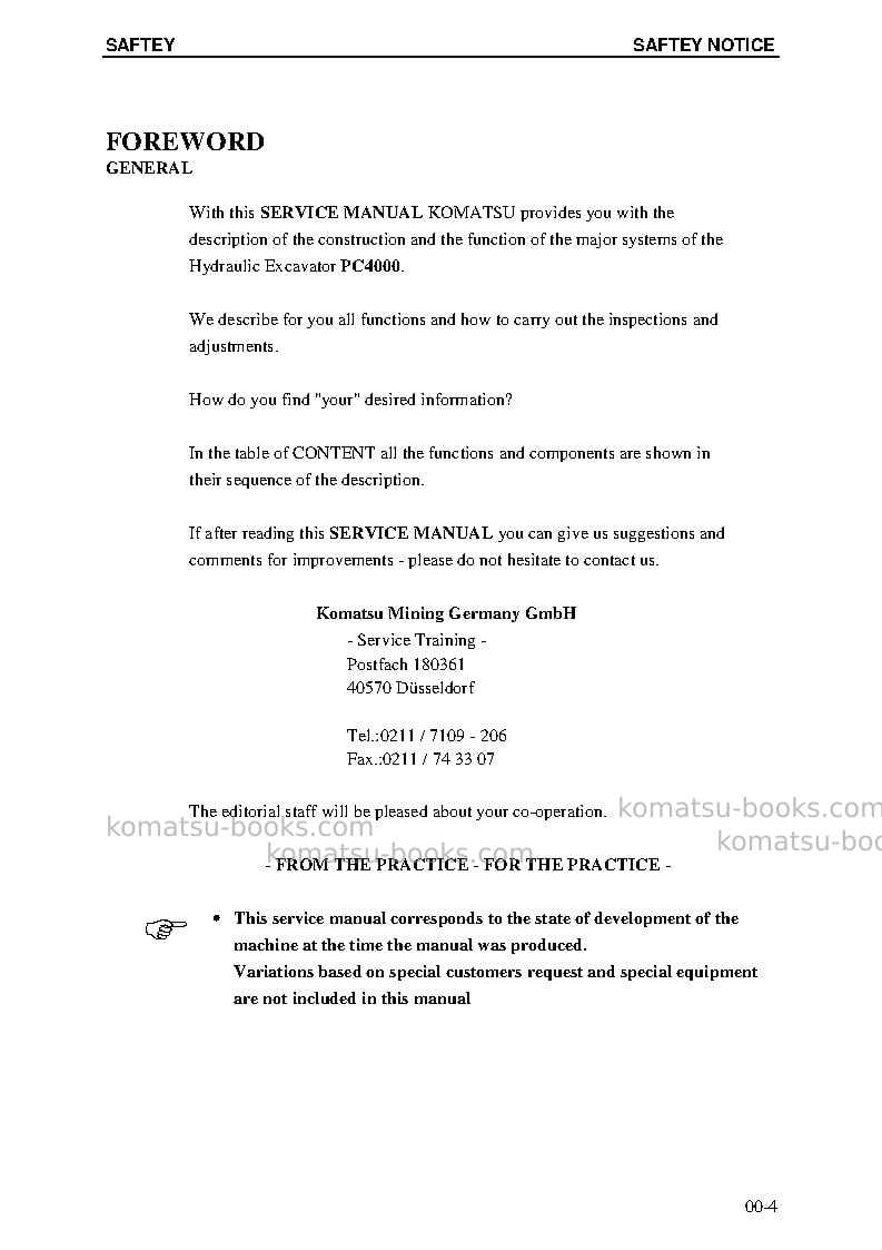 Komatsu pc4000-6deu Repair & maintenance cover Page 7