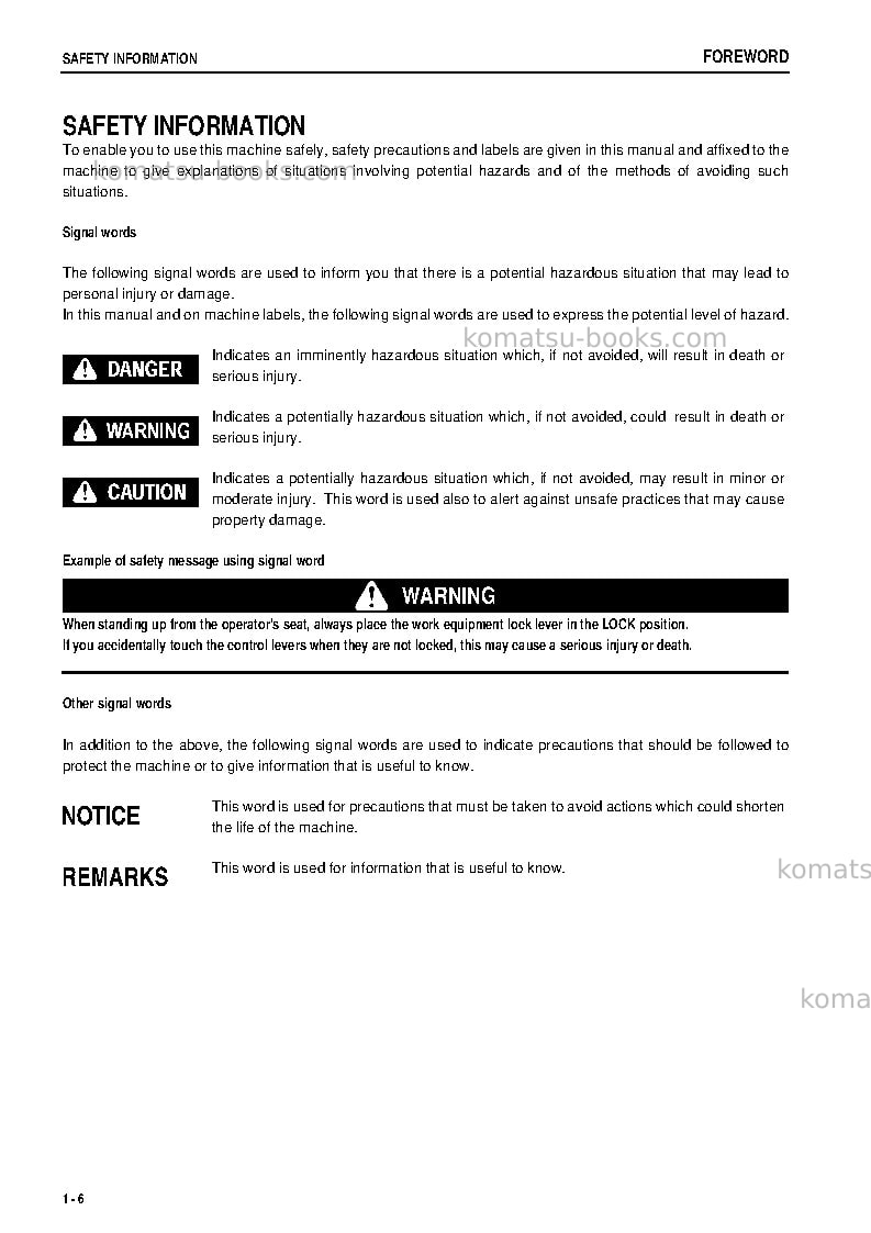 Komatsu d65wx-15jpn Operation manual cover Page 7 Komatsu d65wx-15jpn Operation manual cover Page 7