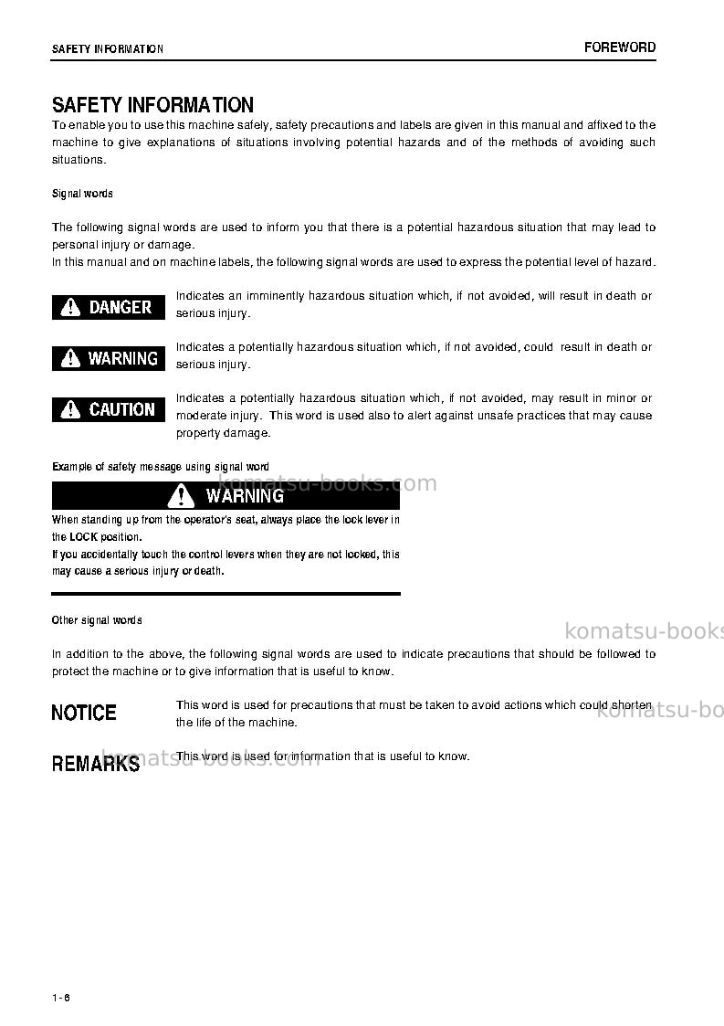 Komatsu d155ax-5jpn Operation manual cover Page 7 Komatsu d155ax-5jpn Operation manual cover Page 7