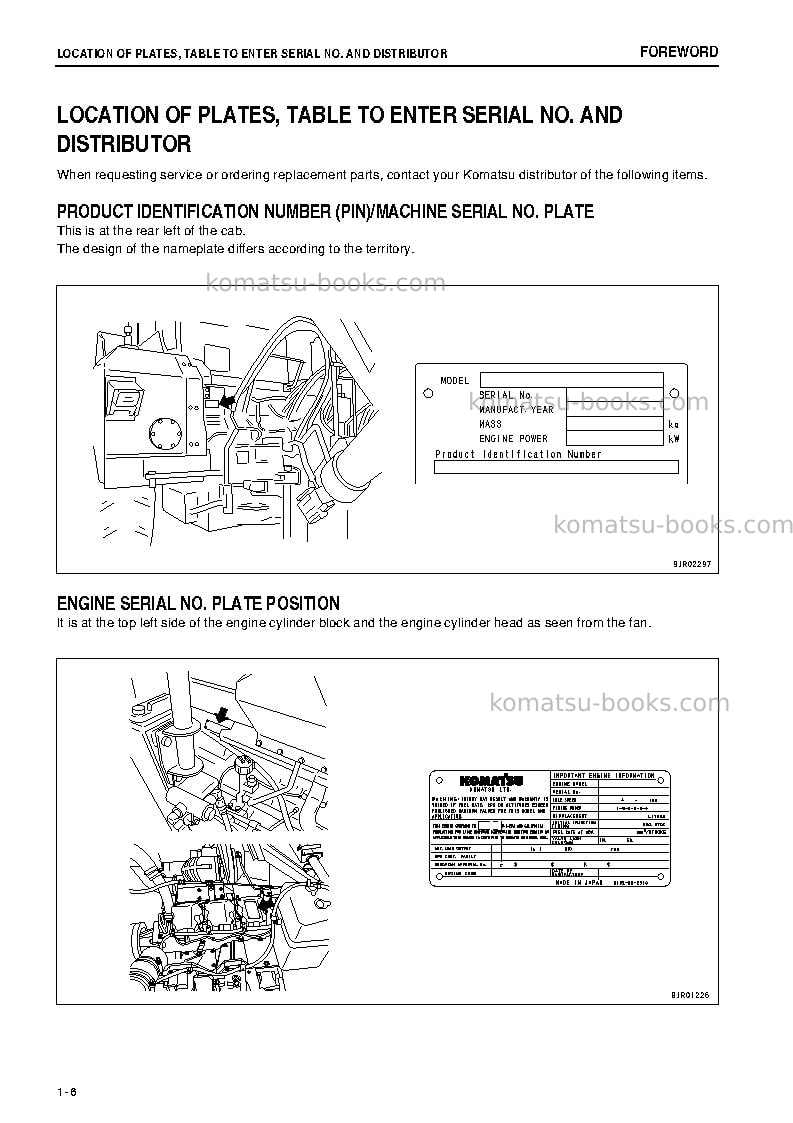 Komatsu hm400-1jpn Operation manual cover Page 7 Komatsu hm400-1jpn Operation manual cover Page 7