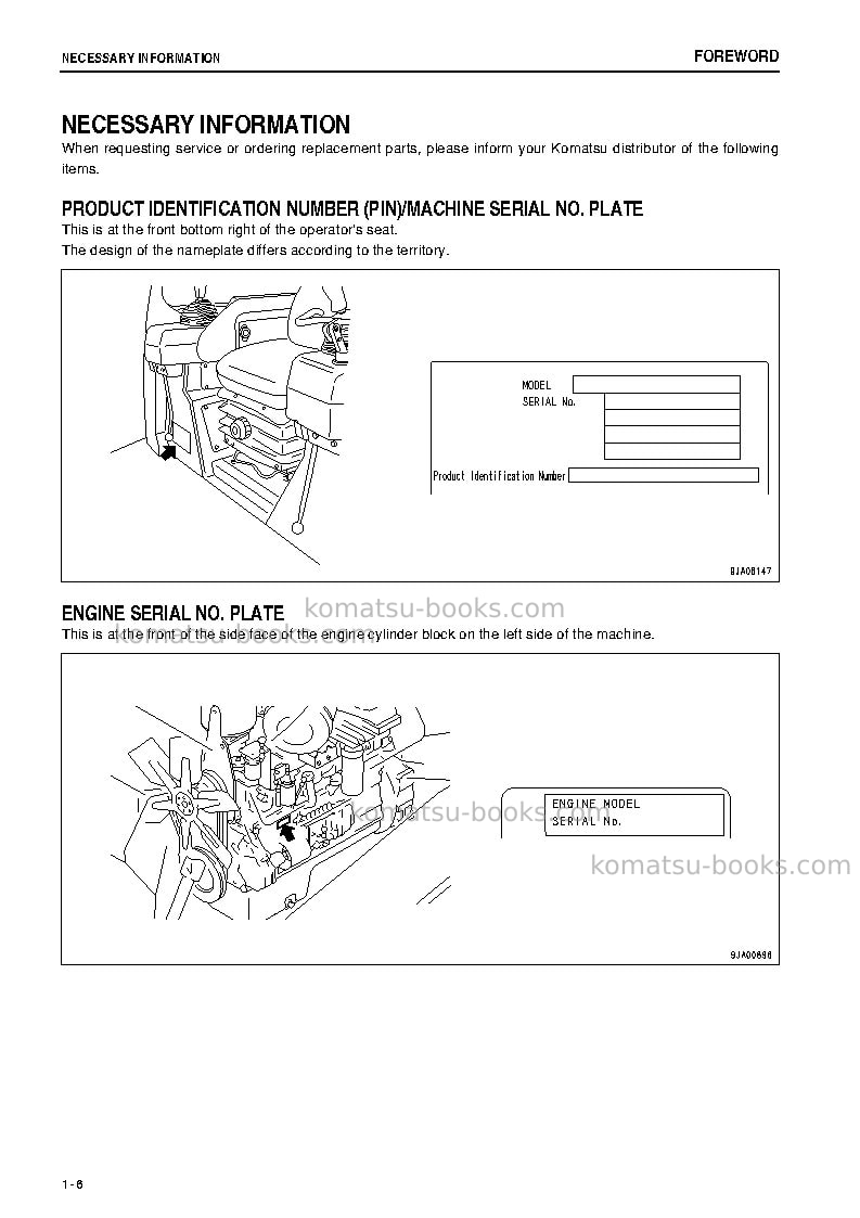 Komatsu d65e-12jpn Operation manual cover Page 7