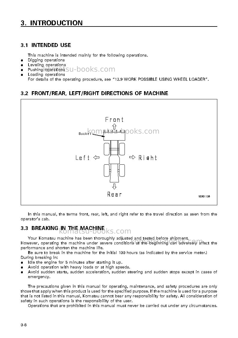 Komatsu wa1200-3jpn Operation manual cover Page 7