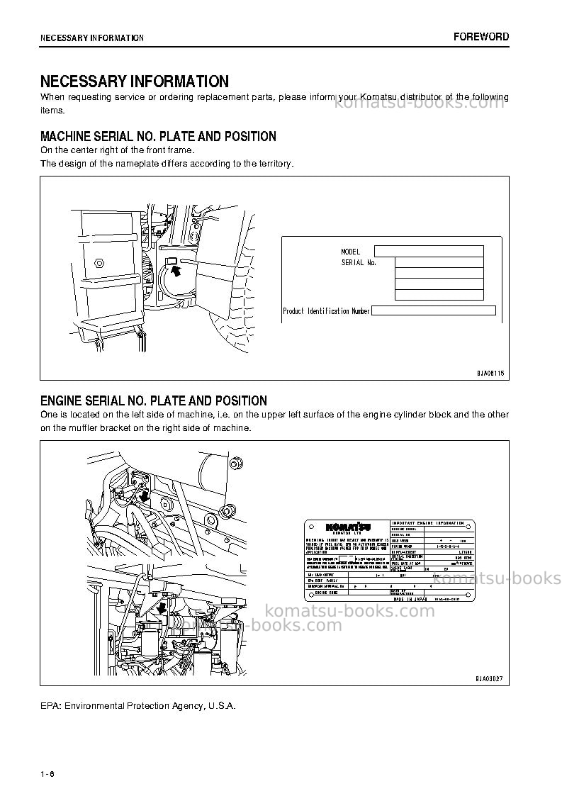 Komatsu wa430-5jpn Operation manual cover Page 7 Komatsu wa430-5jpn Operation manual cover Page 7