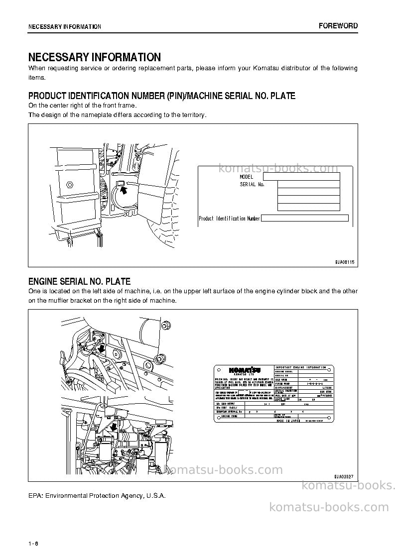 Komatsu wa470-5jpn Operation manual cover Page 7