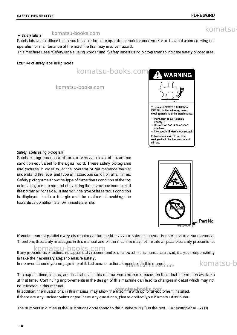 Komatsu wa600-6jpn Operation manual cover Page 7 Komatsu wa600-6jpn Operation manual cover Page 7