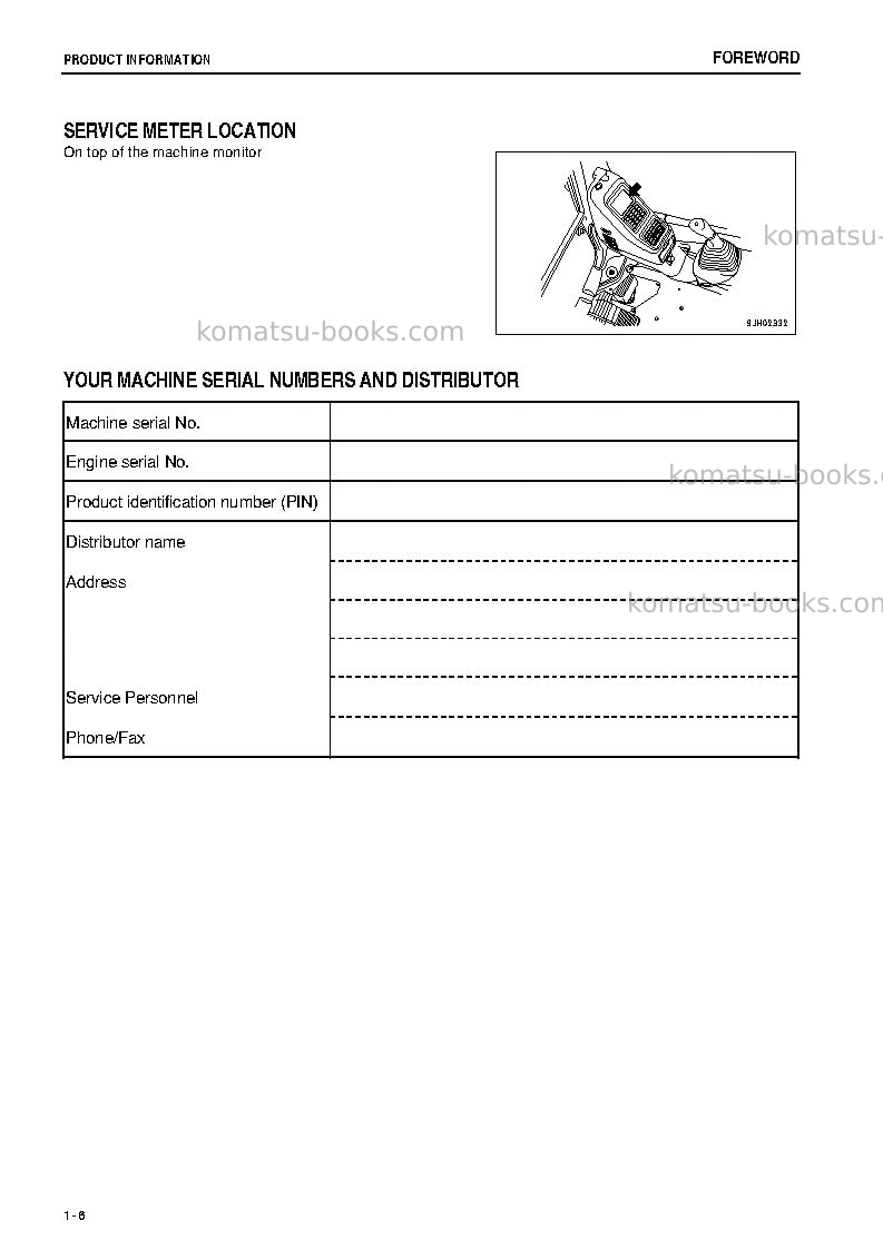 Komatsu pc300lc-7jpn-e0, work equipment grease 500h Operation manual cover Page 7 Komatsu pc300lc-7jpn-e0, work equipment grease 500h Operation manual cover Page 7
