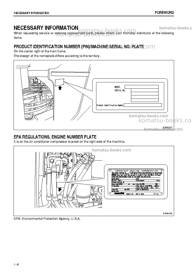 Komatsu wa500-6jpn Operation manual cover Page 7