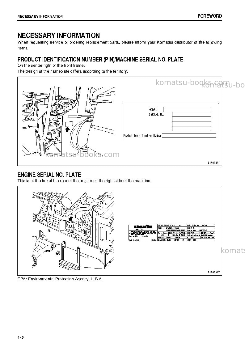 Komatsu wa430-6jpn-for n. america Operation manual cover Page 7