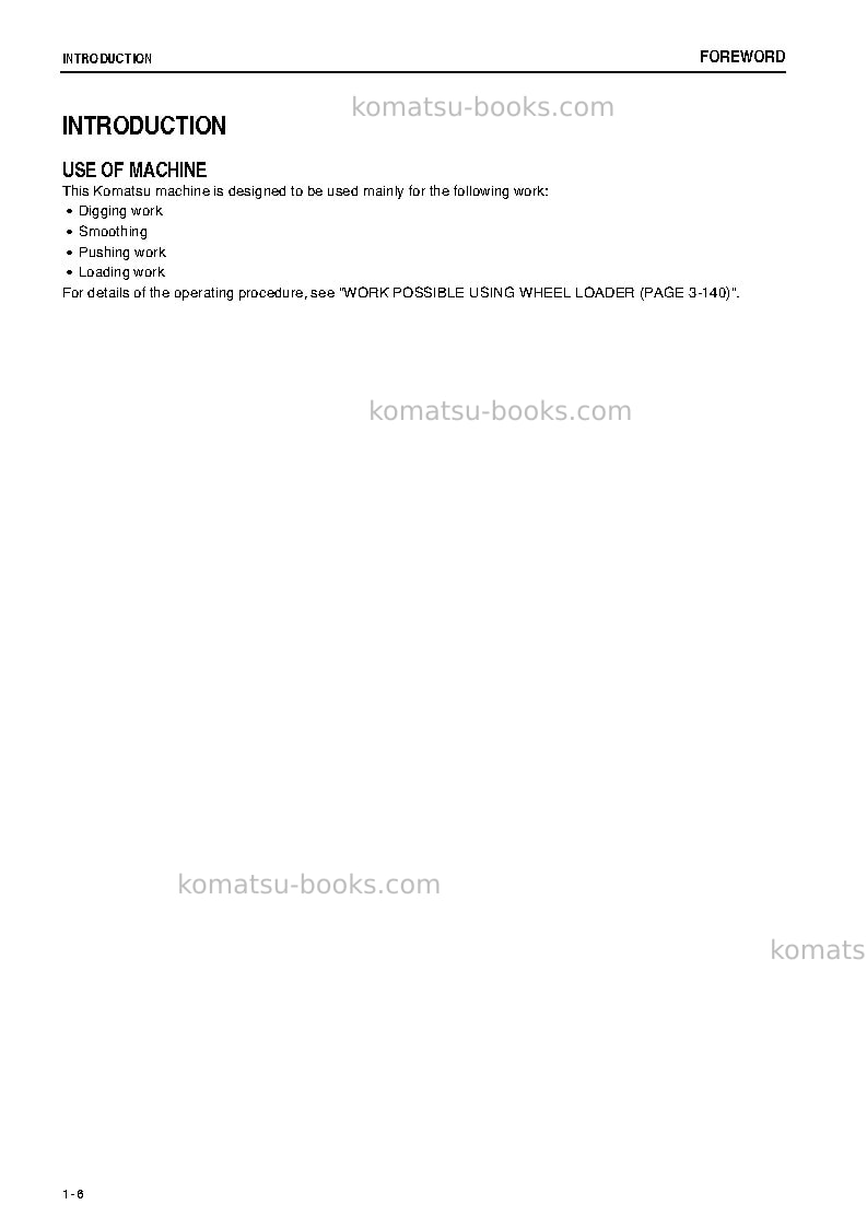 Komatsu wa450-6jpn-for n. america Operation manual cover Page 7 Komatsu wa450-6jpn-for n. america Operation manual cover Page 7