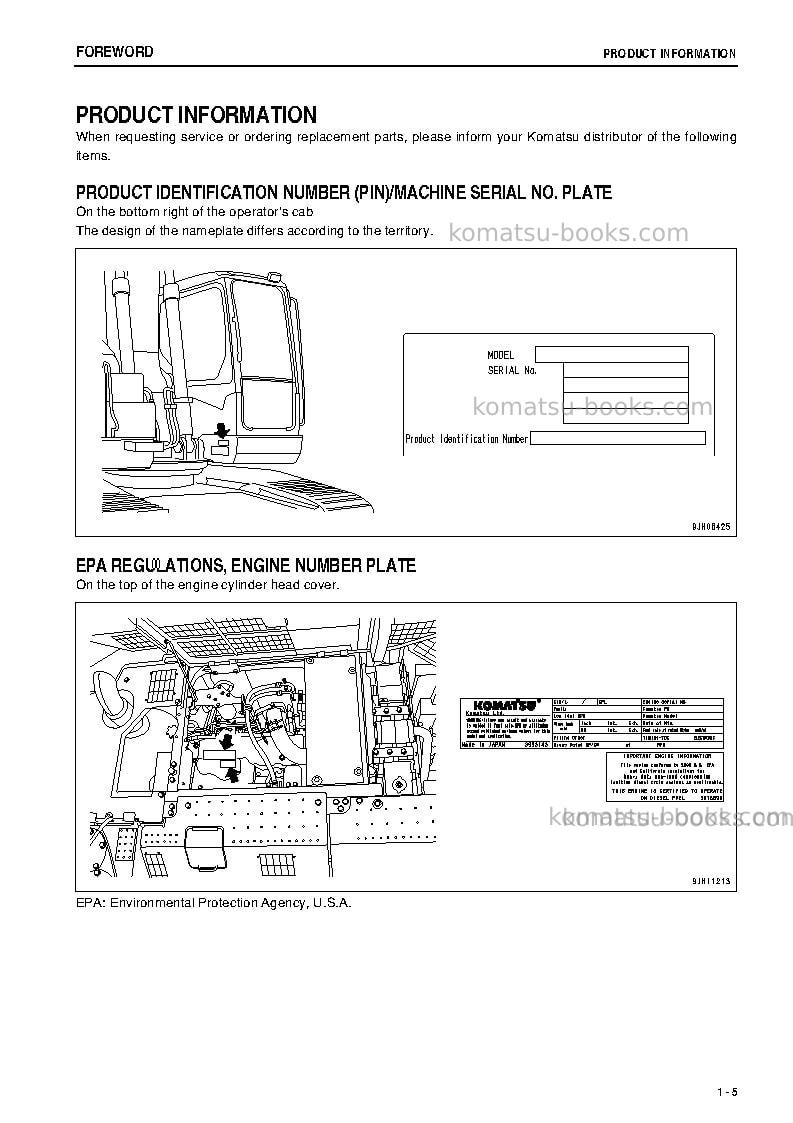 Komatsu pc308uslc-3jpn-e0 Operation manual cover Page 7