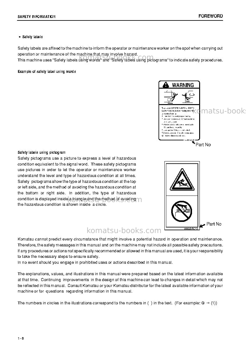 Komatsu pc270-8jpn Operation manual cover Page 7 Komatsu pc270-8jpn Operation manual cover Page 7