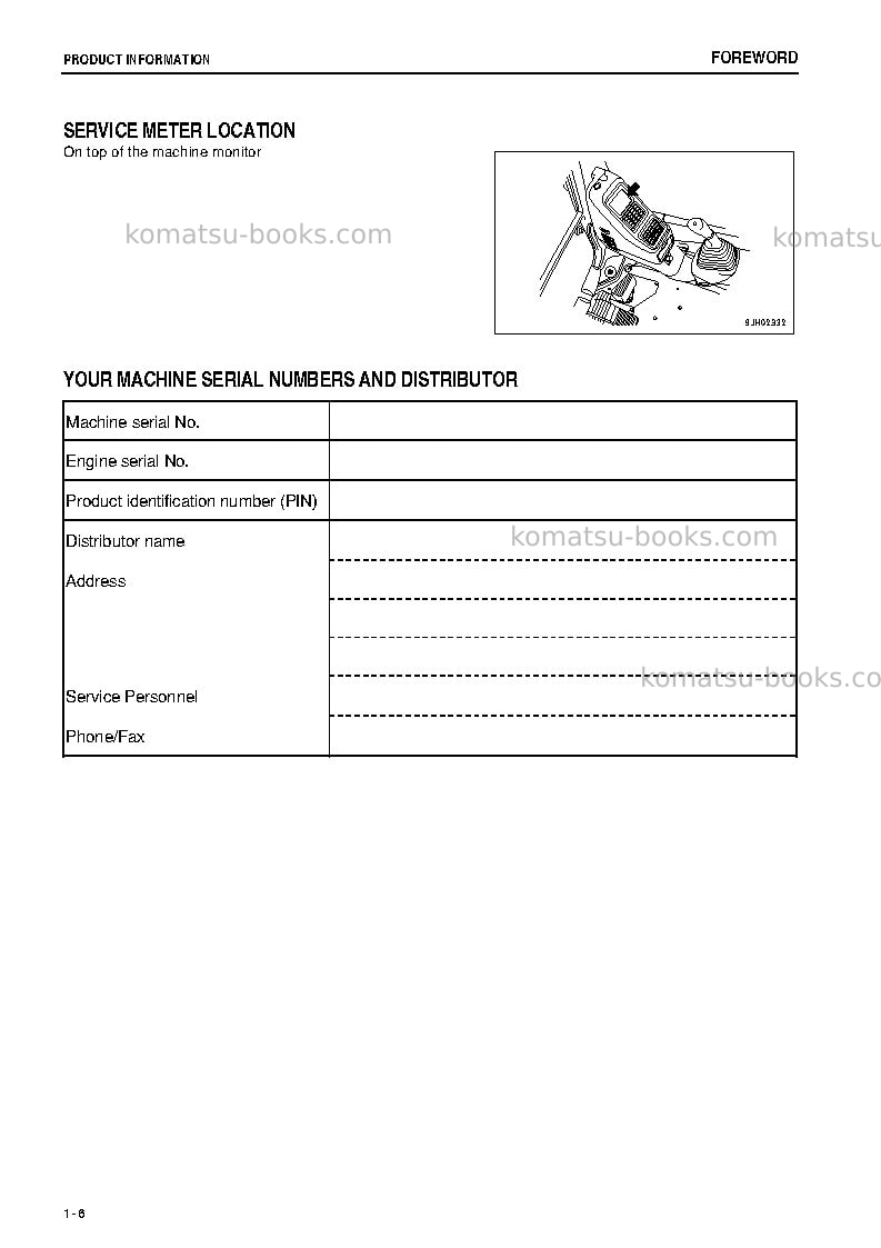 Komatsu pc228us-3jpn-e0 Operation manual cover Page 7 Komatsu pc228us-3jpn-e0 Operation manual cover Page 7