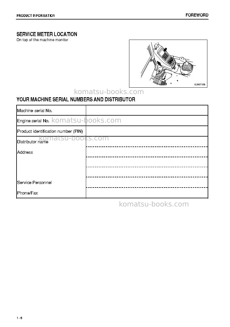 Komatsu pc160lc-7jpn-e0, work equipment grease 500h Operation manual cover Page 7 Komatsu pc160lc-7jpn-e0, work equipment grease 500h Operation manual cover Page 7