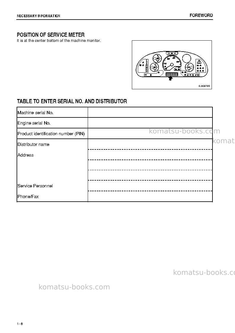Komatsu wa250-6jpn-for n. america Operation manual cover Page 7