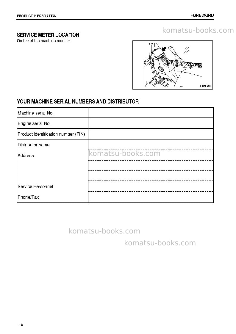 Komatsu pc200lc-8jpn-work equipment grease 500h Operation manual cover Page 7 Komatsu pc200lc-8jpn-work equipment grease 500h Operation manual cover Page 7