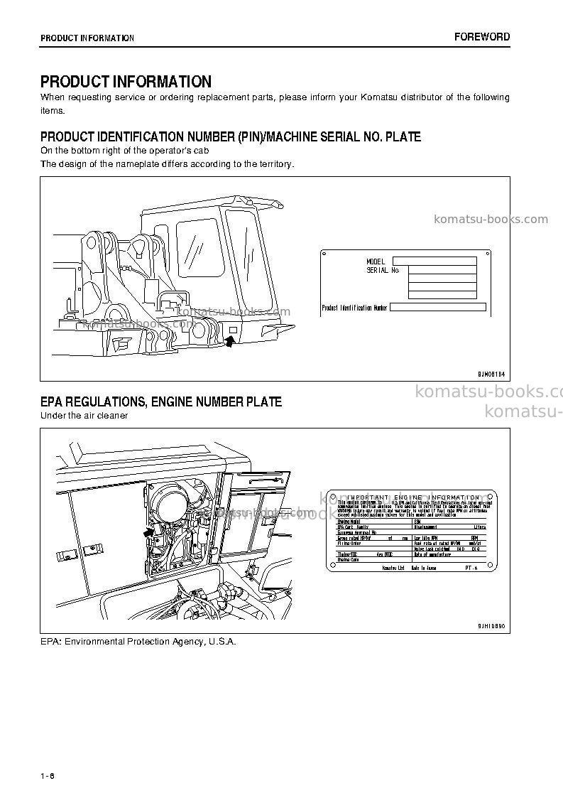 Komatsu pc1250sp-8jpn Operation manual cover Page 7 Komatsu pc1250sp-8jpn Operation manual cover Page 7