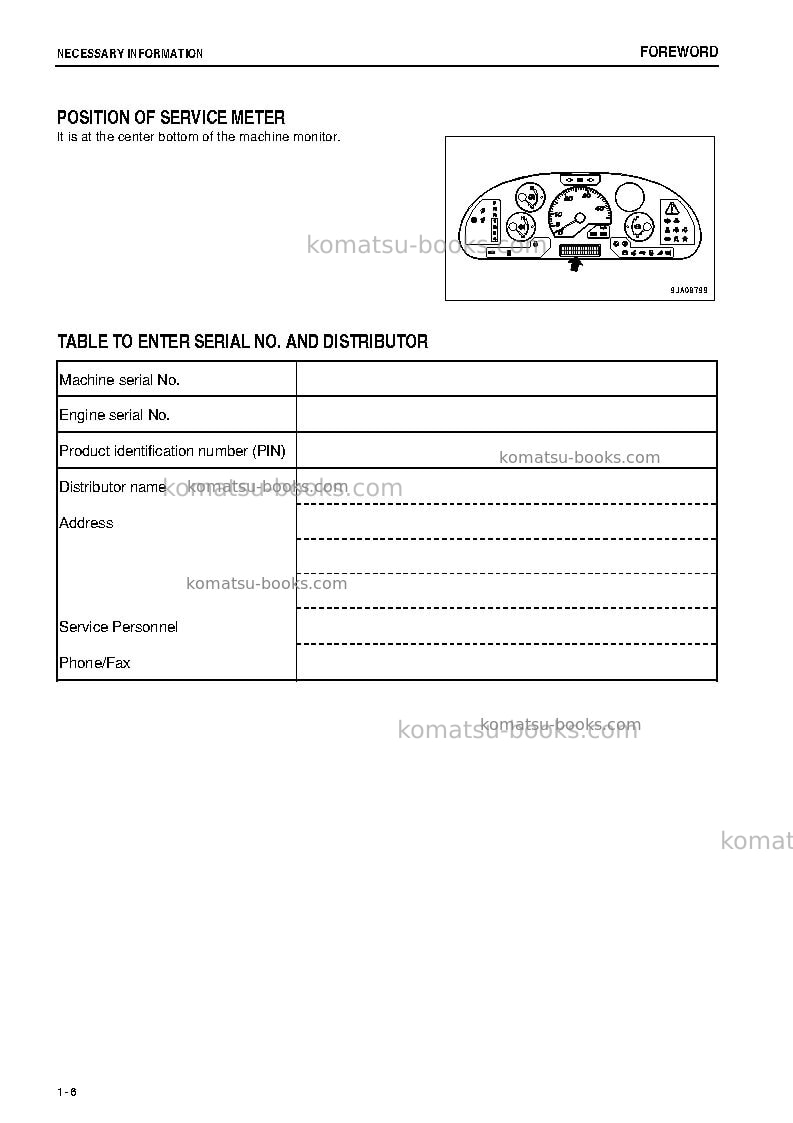 Komatsu wa200-6jpn-for n. america Operation manual cover Page 7 Komatsu wa200-6jpn-for n. america Operation manual cover Page 7