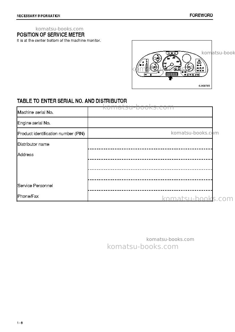 Komatsu wa200pz-6jpn-for n. america Operation manual cover Page 7 Komatsu wa200pz-6jpn-for n. america Operation manual cover Page 7