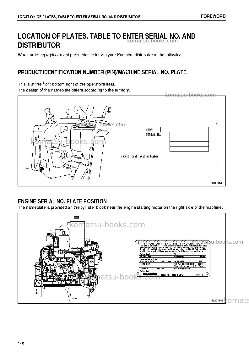 Komatsu d85px-15jpn-e0 Operation manual cover Page 7
