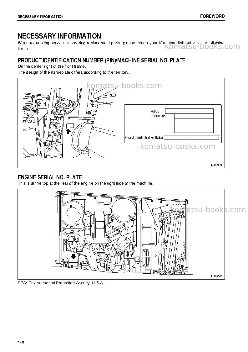 Komatsu wa470-6jpn Operation manual cover Page 7 Komatsu wa470-6jpn Operation manual cover Page 7