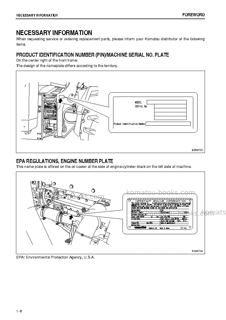 Komatsu wa600-6jpn Operation manual cover Page 7 Komatsu wa600-6jpn Operation manual cover Page 7