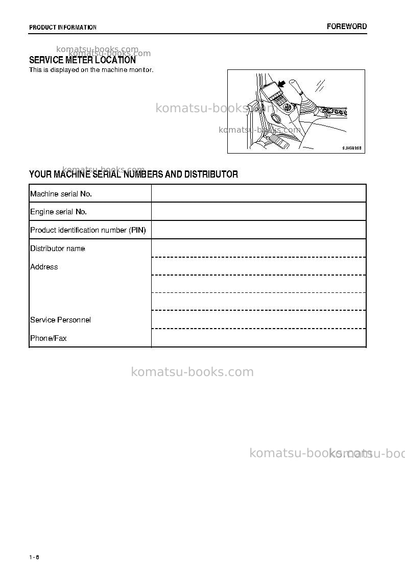 Komatsu pc78us-8jpn Operation manual cover Page 7 Komatsu pc78us-8jpn Operation manual cover Page 7