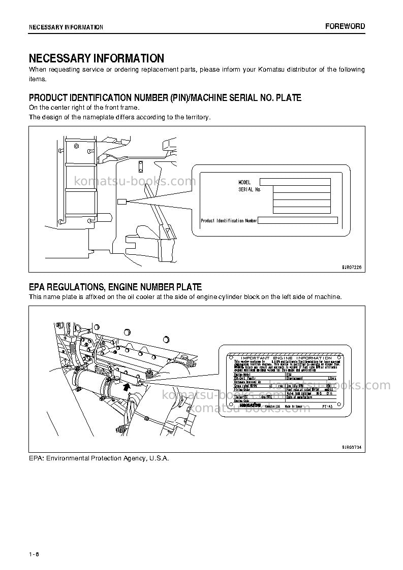 Komatsu wd600-6jpn Operation manual cover Page 7 Komatsu wd600-6jpn Operation manual cover Page 7
