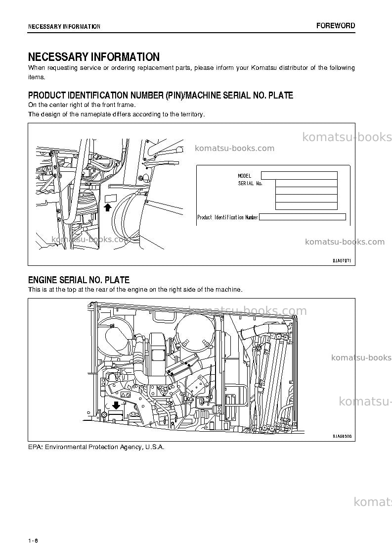 Komatsu wa470-6jpn Operation manual cover Page 7 Komatsu wa470-6jpn Operation manual cover Page 7