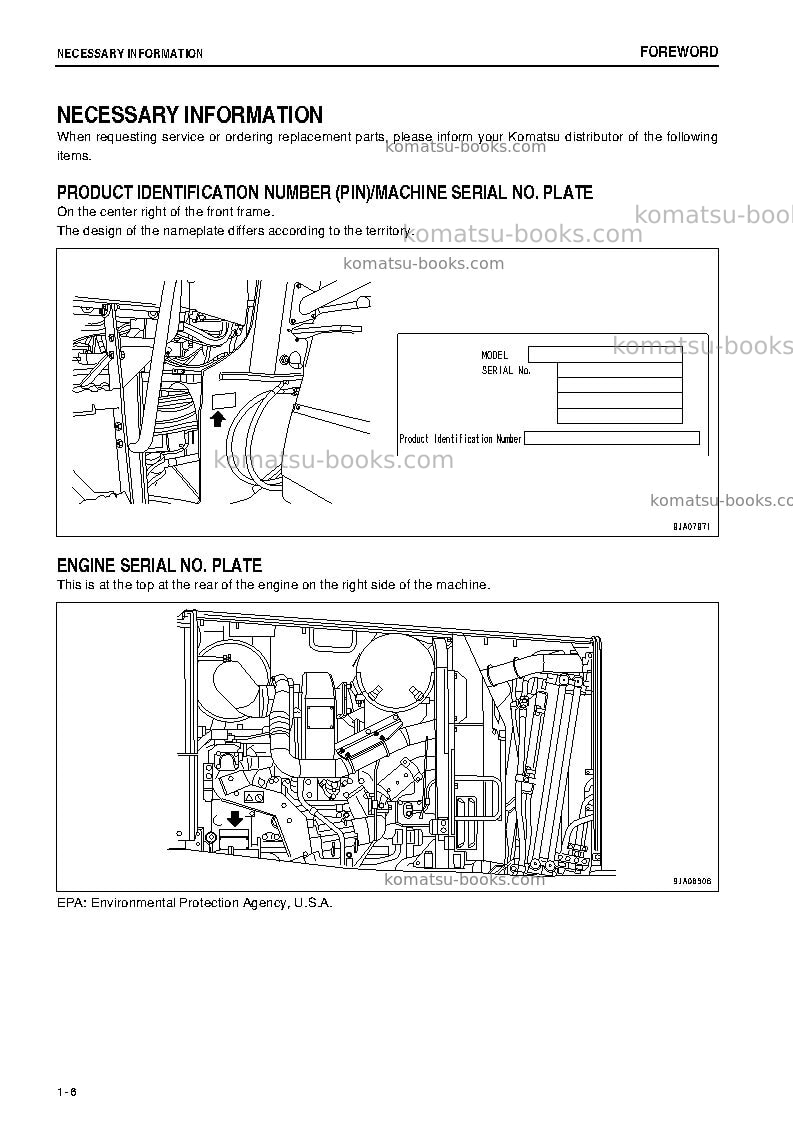 Komatsu wa480-6jpn Operation manual cover Page 7