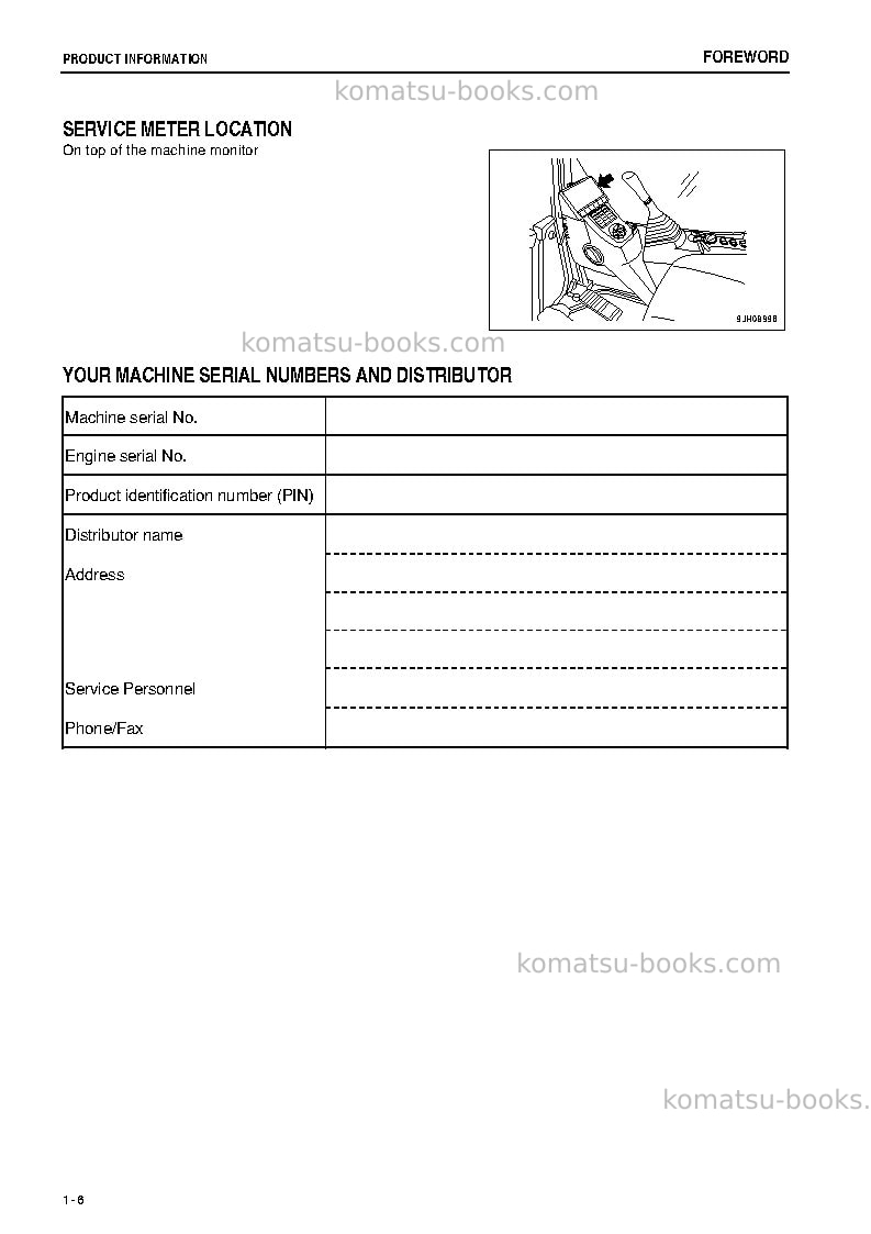 Komatsu pc220lc-8jpn-work equipment grease 500h Operation manual cover Page 7 Komatsu pc220lc-8jpn-work equipment grease 500h Operation manual cover Page 7