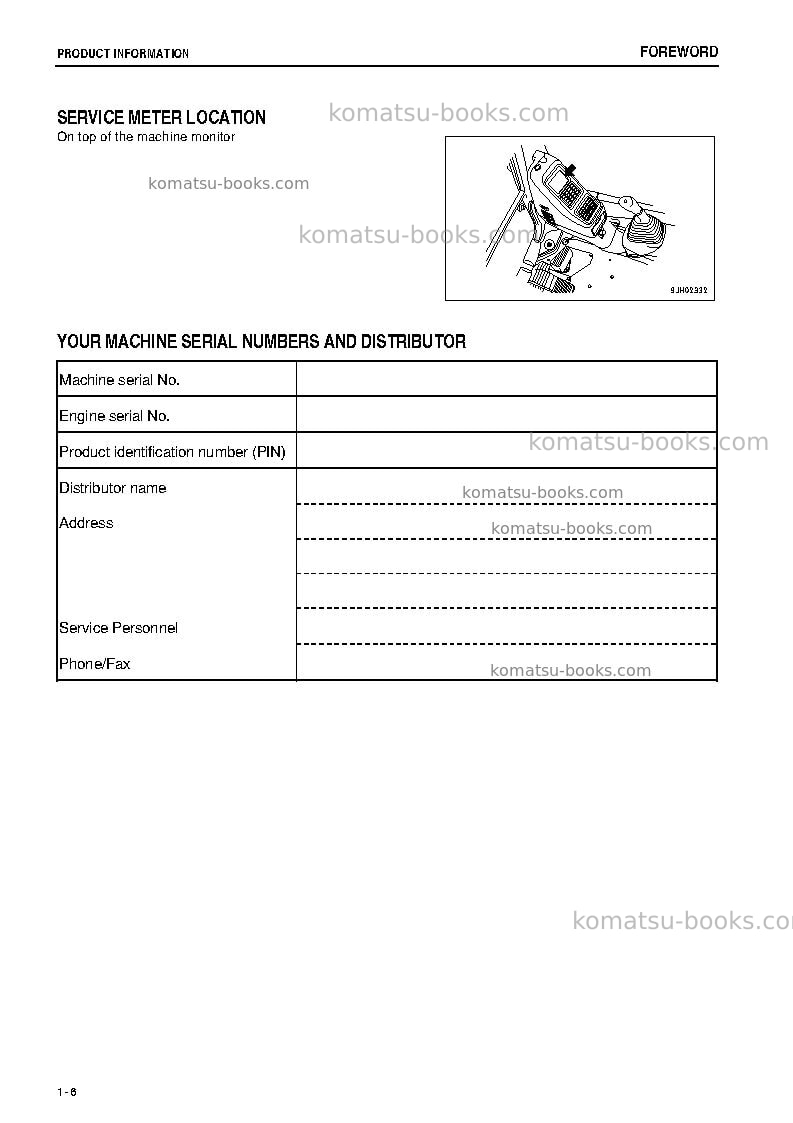 Komatsu pc228us-3jpn-e0 Operation manual cover Page 7 Komatsu pc228us-3jpn-e0 Operation manual cover Page 7