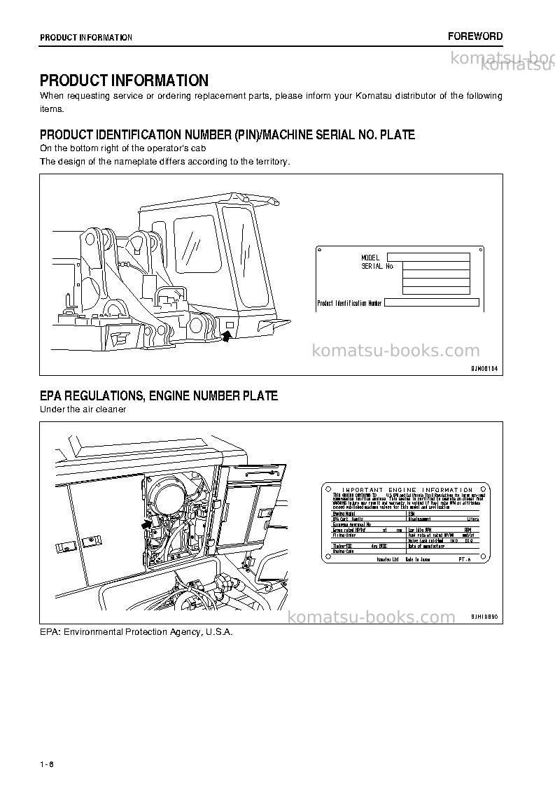 Komatsu pc1250lc-8jpn Operation manual cover Page 7 Komatsu pc1250lc-8jpn Operation manual cover Page 7