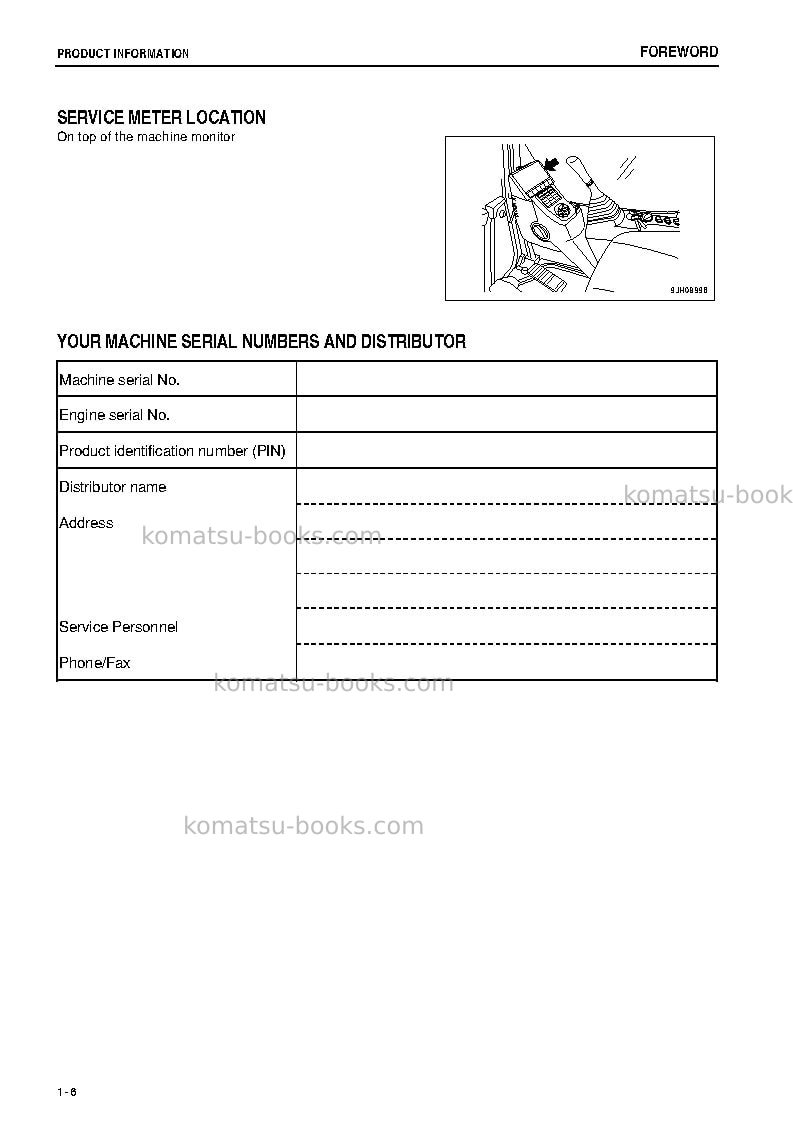 Komatsu pc300lc-8jpn-work equipment grease 100h Operation manual cover Page 7 Komatsu pc300lc-8jpn-work equipment grease 100h Operation manual cover Page 7